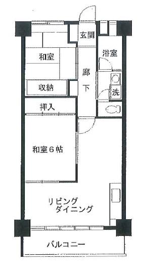 亀戸2丁目団地9号棟(2LDK/5階)の間取り写真