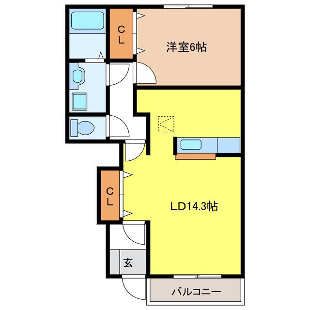 がーでんはうすY I(1LDK/1階)の間取り写真