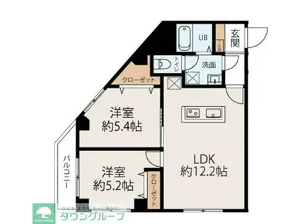 コネクトパークヒルズ本郷町(2LDK/2階)の間取り写真