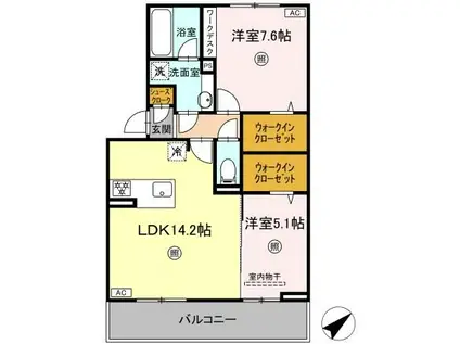 NEST PIECE 原町(2LDK/3階)の間取り写真