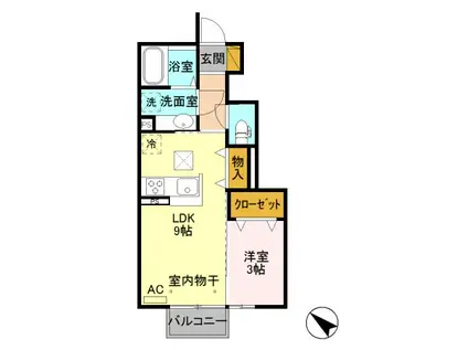 エスペランサ III(1LDK/1階)の間取り写真