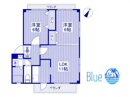 ＪＲ東海道本線 藤沢駅 徒歩32分 2階建 築24年(2LDK/1階)の間取り写真
