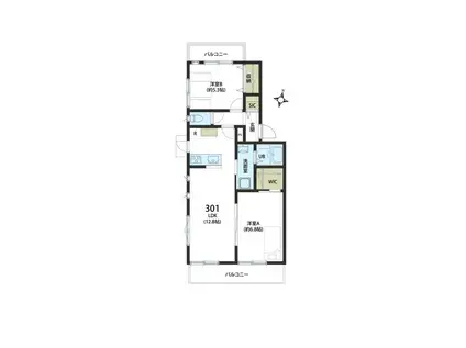 THESIESTA東久留米SANDVALLEA ザシエスタヒガシクルメ(2LDK/1階)の間取り写真