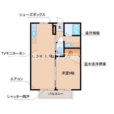 アビタシオン(1LDK/1階)の間取り写真