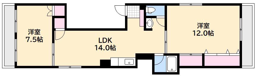 第2はんどうビル(2LDK/2階)の間取り写真