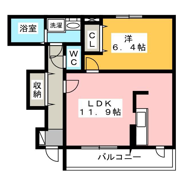 サニーサイド レジデンス(1LDK/1階)の間取り写真