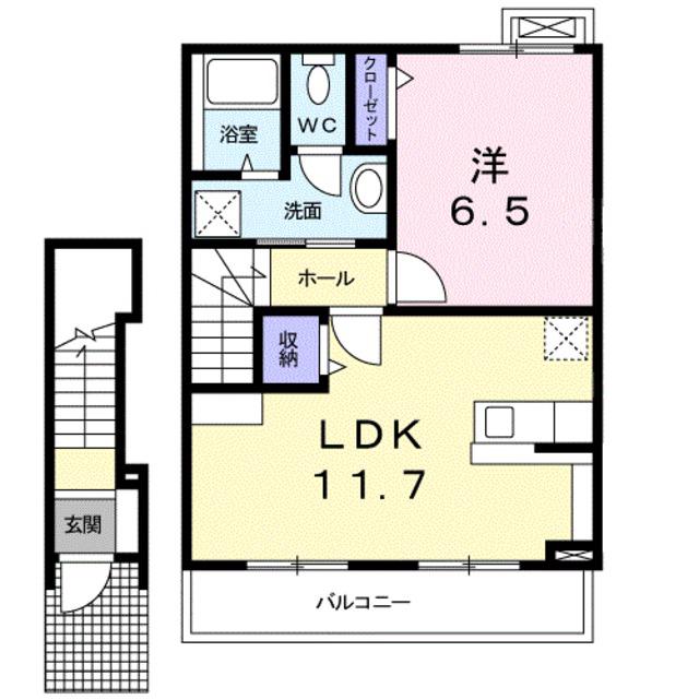 オランジュ(1LDK/2階)の間取り写真