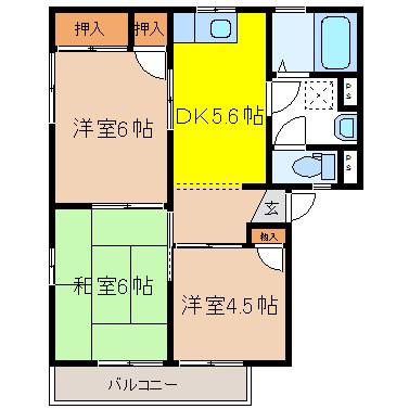 フレグランス宮沖(3DK/2階)の間取り写真