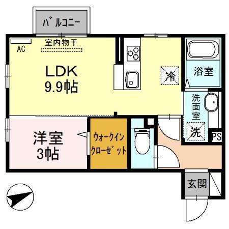 スクーデリア(1LDK/1階)の間取り写真