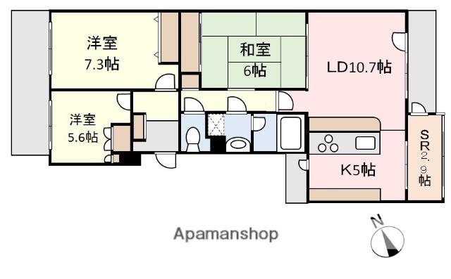 リバティータウン伊勢原14番館(3LDK/2階)の間取り写真