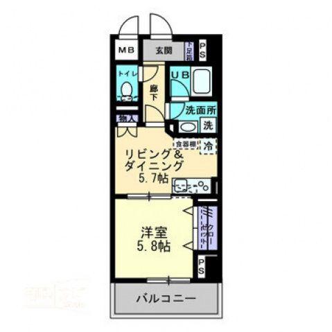 エルドラード常磐町(1DK/8階)の間取り写真