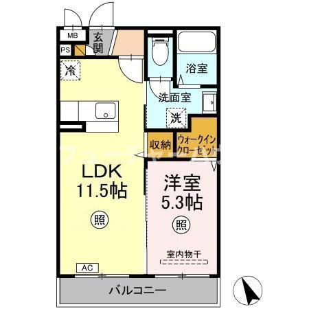 アーバニズム小美玉レジデンス(1LDK/1階)の間取り写真