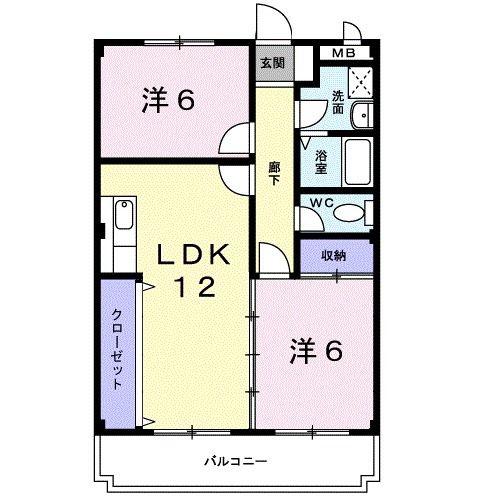 グレース吉田(2LDK/4階)の間取り写真
