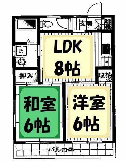 パークサイド(2LDK/2階)の間取り写真