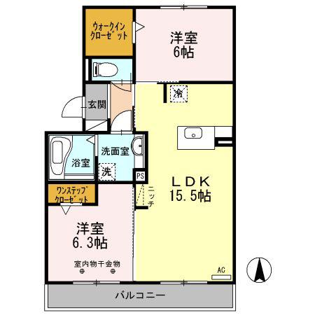 ラ・グラシューズ(2LDK/3階)の間取り写真