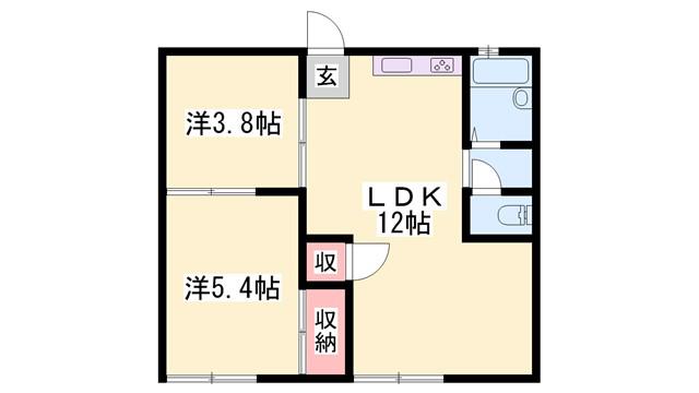 ファミーユ金澤(2LDK/1階)の間取り写真
