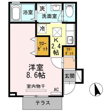 ハートランド(1K/1階)の間取り写真