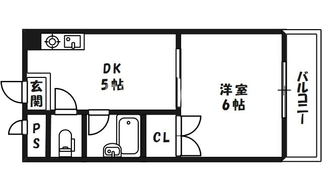 パレス北梅田(1DK/7階)の間取り写真