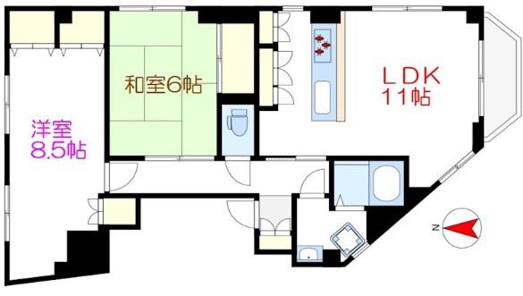 グランドアルブル(2LDK/2階)の間取り写真