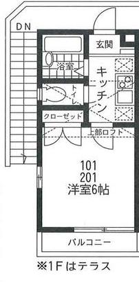 プラナス大口III(1K/1階)の間取り写真