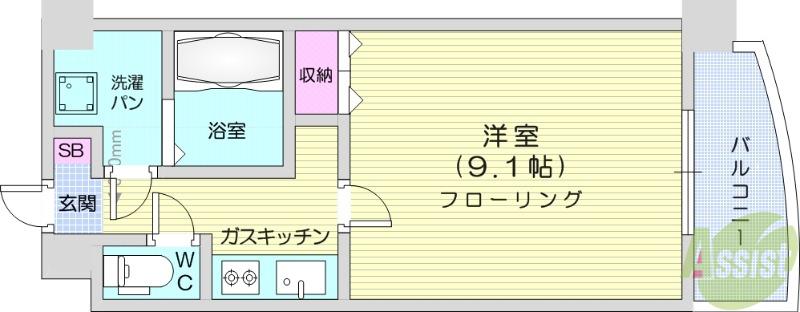 シティ連坊(1K/5階)の間取り写真