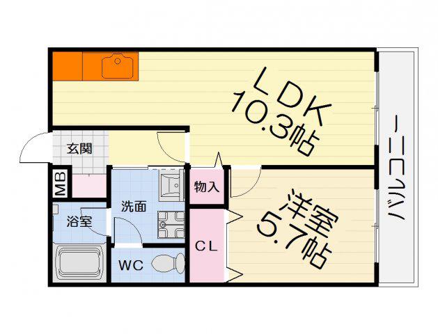 カンターレ鶯谷II番館(1LDK/1階)の間取り写真