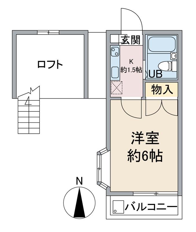 ユーズアークⅡ(1K/2階)の間取り写真