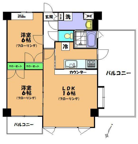 ビラ・サルーテ(2LDK/5階)の間取り写真