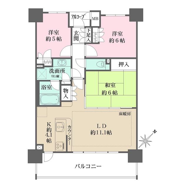 スカイタワーエグゼ(3LDK/2階)の間取り写真