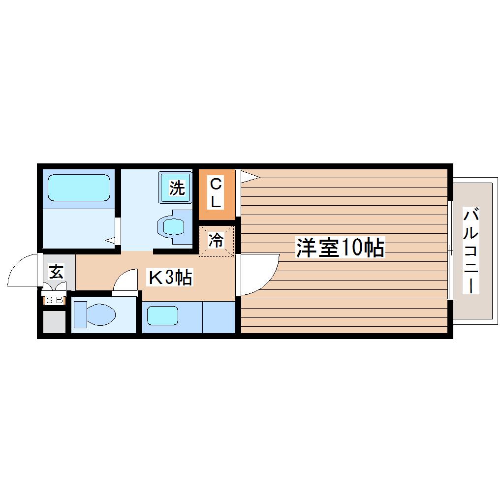 サンヴィレッジ泉崎(1K/2階)の間取り写真
