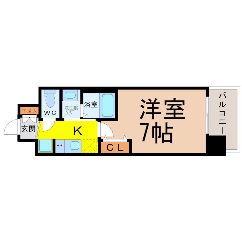 エステムコート名古屋鶴舞シエル(1K/10階)の間取り写真
