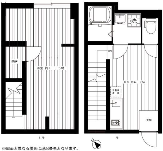 ルミドゥース目黒(2LDK/1階)の間取り写真