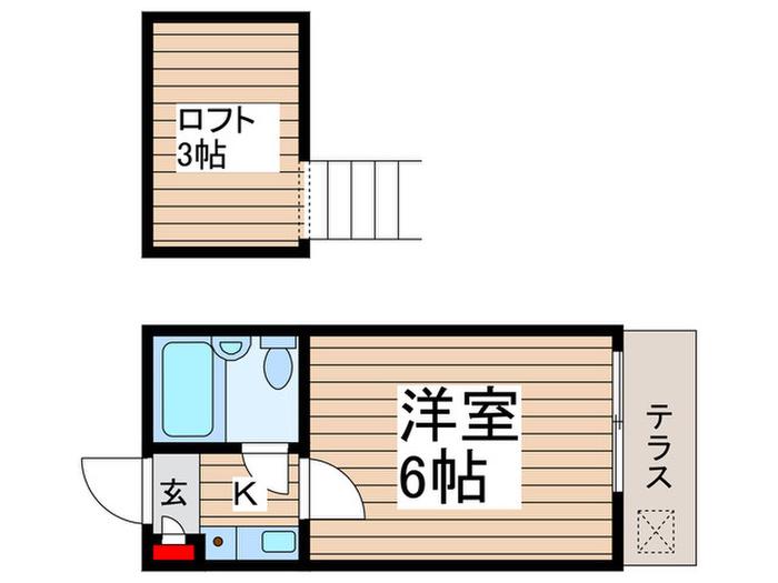 B´CASA津田沼IRE-BORN(1K/1階)の間取り写真