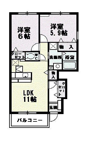 サンリット(2LDK/1階)の間取り写真