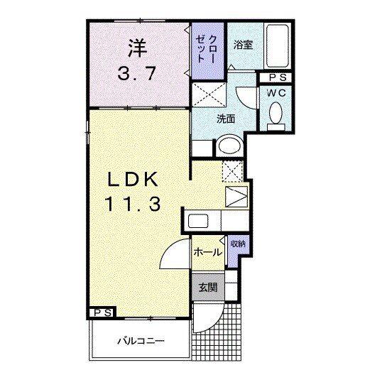 ノーブル(1LDK/1階)の間取り写真