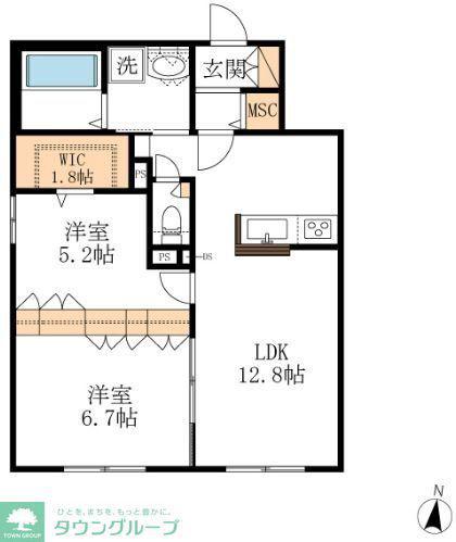 プライア桜山(2LDK/1階)の間取り写真