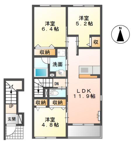 アールプレイス(3LDK/2階)の間取り写真