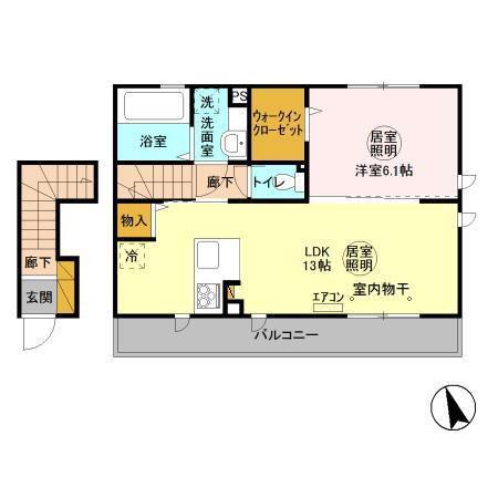 GK シュアーヴ(1LDK/2階)の間取り写真