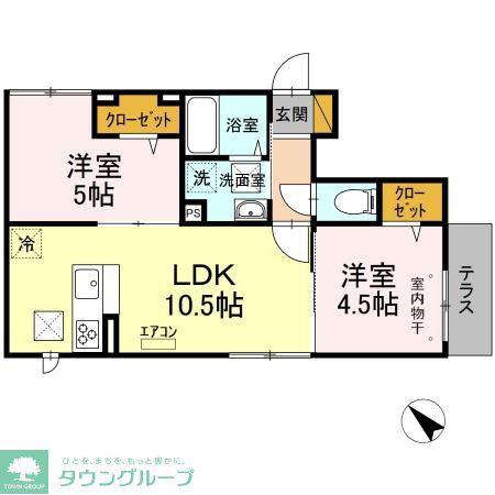 エスポワール A(2LDK/1階)の間取り写真