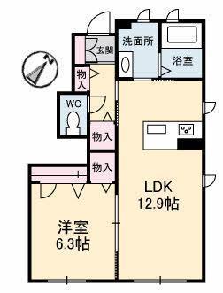 レジデンスボヌール(1LDK/1階)の間取り写真