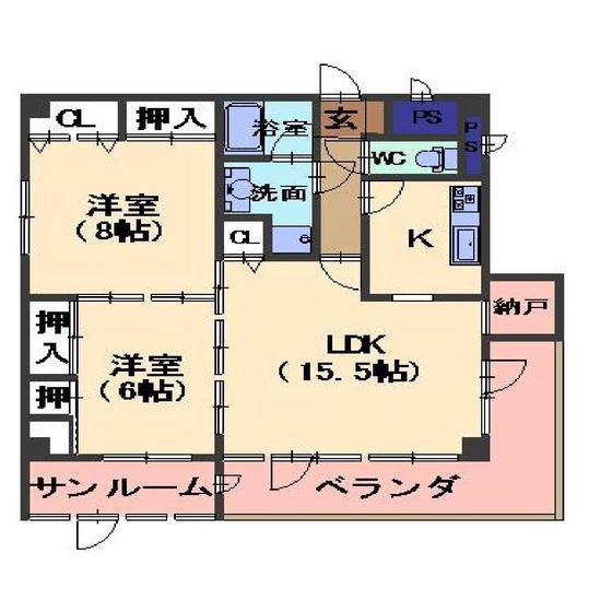 シティライト(2LDK/3階)の間取り写真