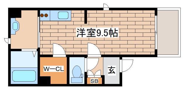 シュヴァル(ワンルーム/1階)の間取り写真