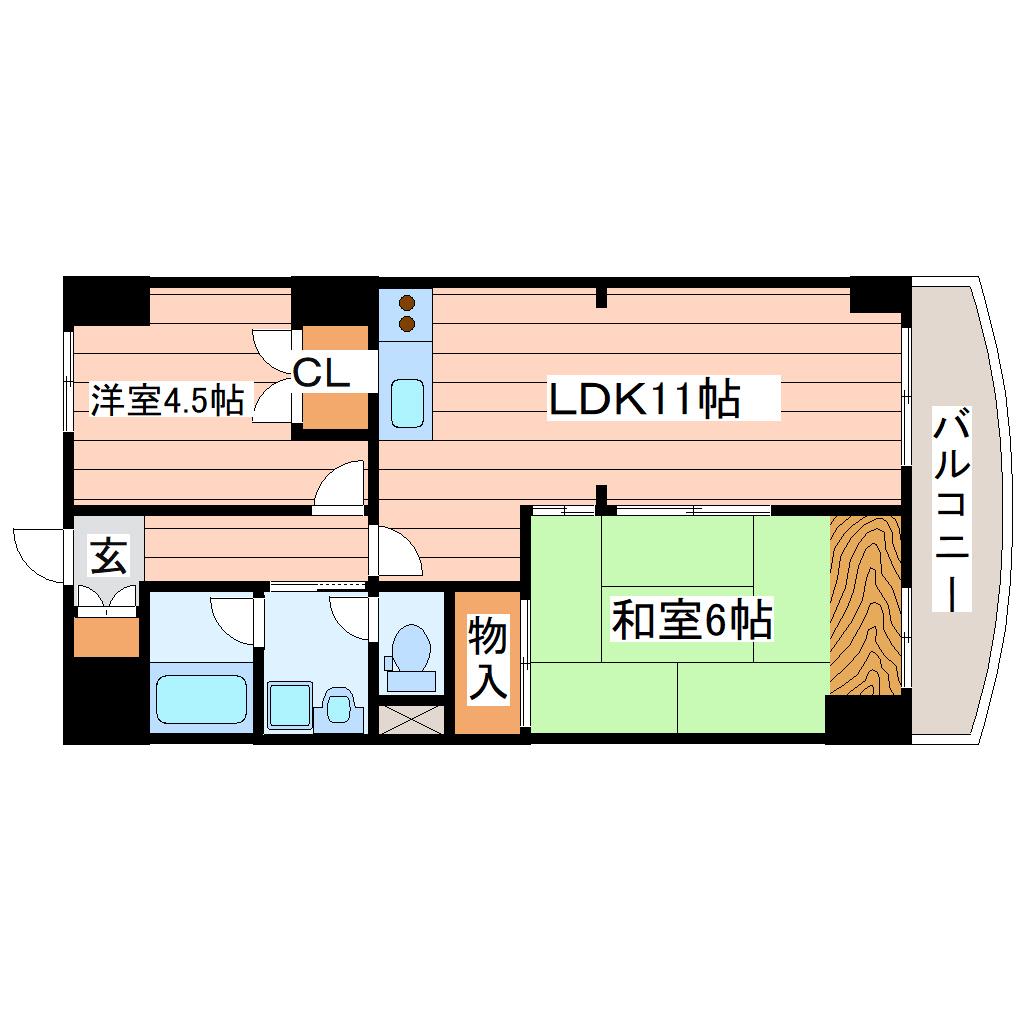 プレジデント一番町(2LDK/10階)の間取り写真