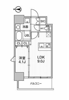 GM難波ウエストD.C(1LDK/7階)の間取り写真