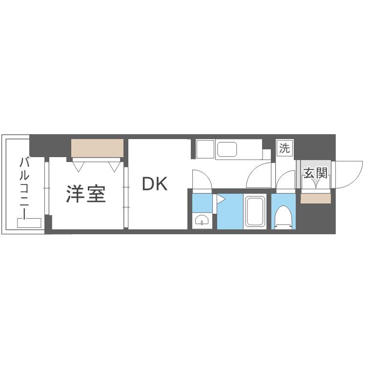 ALIVIS九条(1DK/8階)の間取り写真