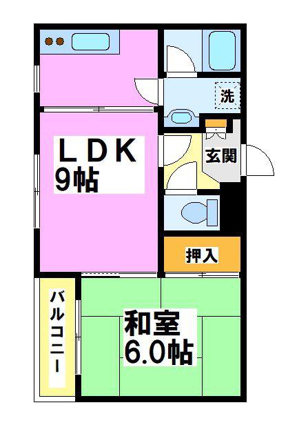 エレガンス調布(1LDK/4階)の間取り写真