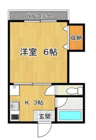 フラットM6(1K/1階)の間取り写真