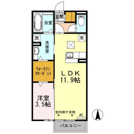 CEST LA VIE 75(1LDK/1階)の間取り写真