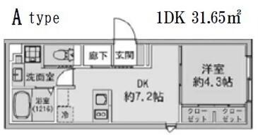 FABRIC蒲田ウエスト RESIDENCE(1DK/2階)の間取り写真