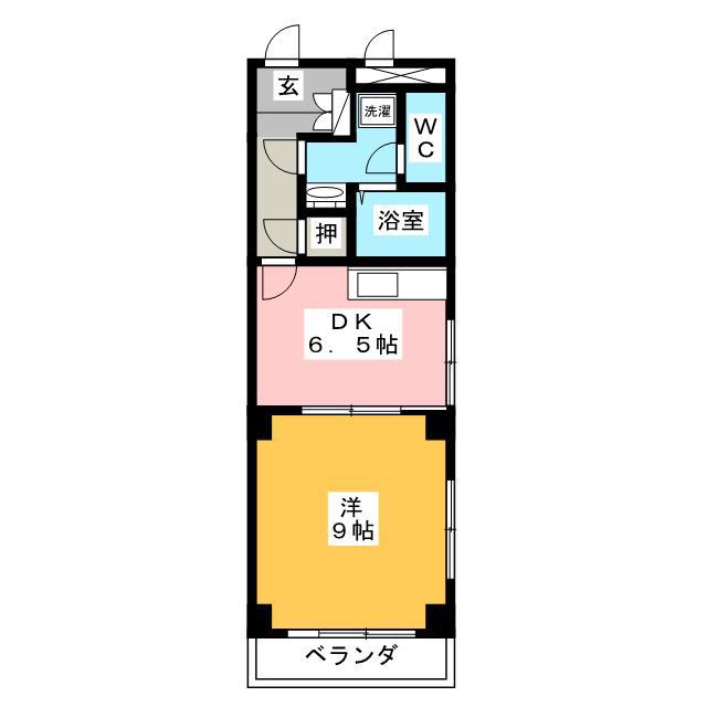 グラシューズセイワII(1DK/4階)の間取り写真
